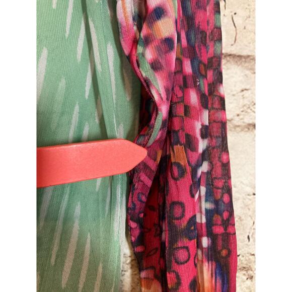 Filo Top Womens 14 Pastel Long Line Button Front Coverlet Mesh Artsy Boho Hippie - Picture 9 of 15